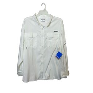 Columbia PFG Blood N Guts White Fishing Shirt Mens XXL Long Sleeve UPF 50 Vented